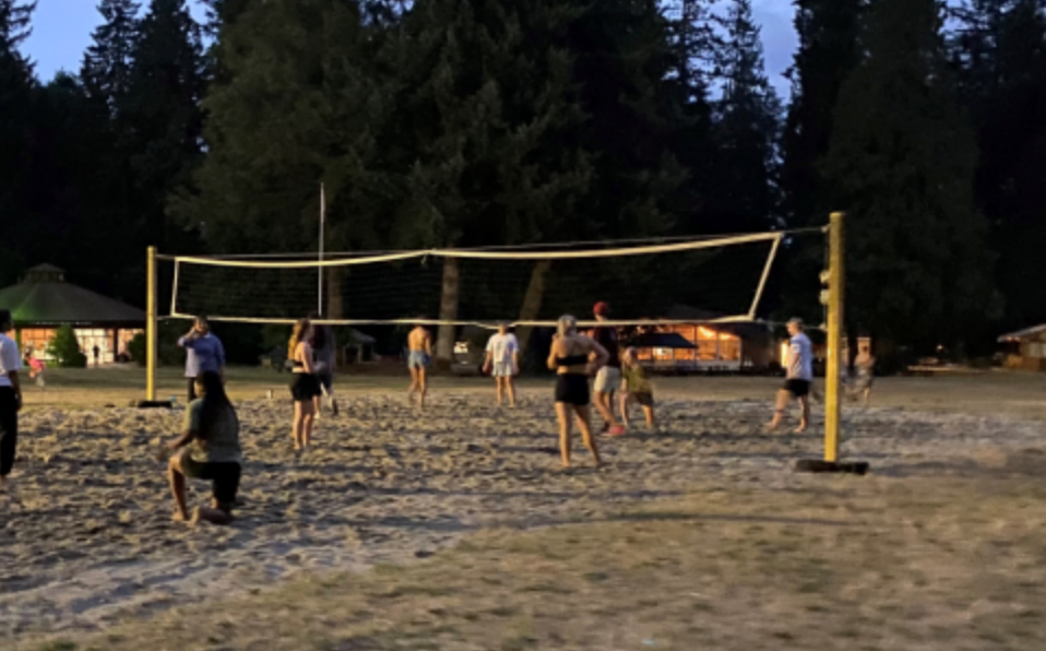 People playing on the beach